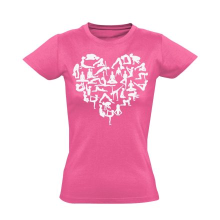 Jóga "szívalakok" női póló ezoterikus (rózsaszín)