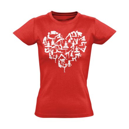 Jóga "szívalakok" női póló ezoterikus (piros)