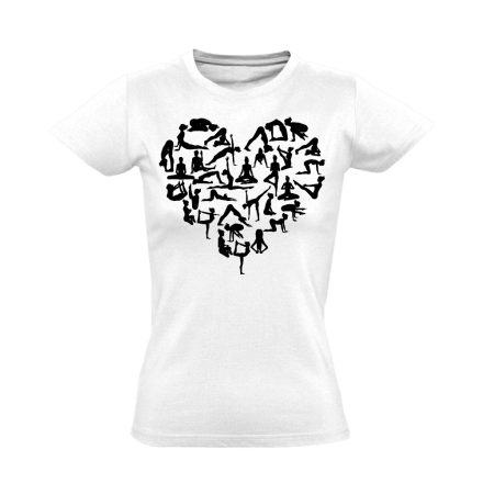 Jóga "szívalakok" női póló ezoterikus (fehér)