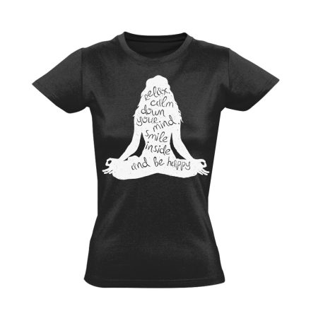 Jóga "jótanácsok" női póló ezoterikus (fekete)