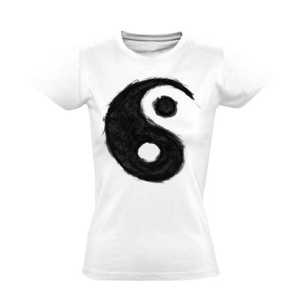 Yin Yang "ecset" női póló ezoterikus (fehér)