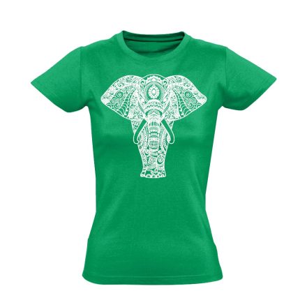 Elefánt "mintás" női póló ezoterikus (zöld)