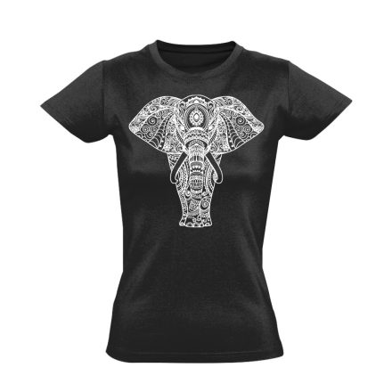 Elefánt "mintás" női póló ezoterikus (fekete)