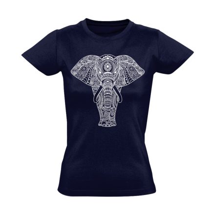 Elefánt "mintás" női póló ezoterikus (tengerészkék)