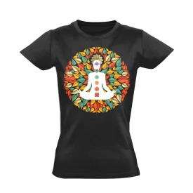 Csakra "levelek" női póló ezoterikus (fekete)