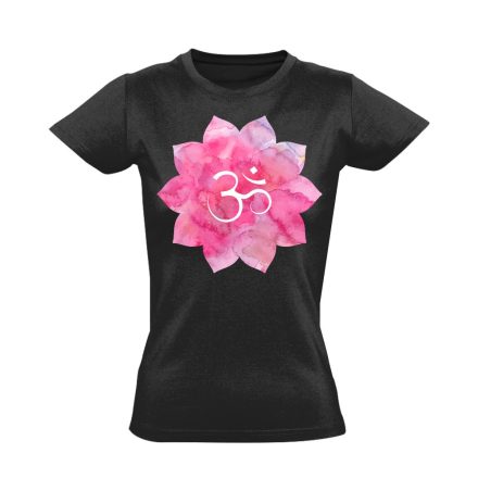 Om "lótuszvirág" női póló ezoterikus (fekete)