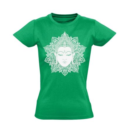 Buddha "virág" női póló ezoterikus (zöld)