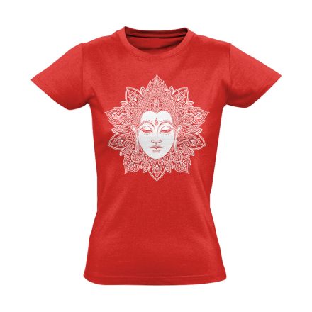 Buddha "virág" női póló ezoterikus (piros)