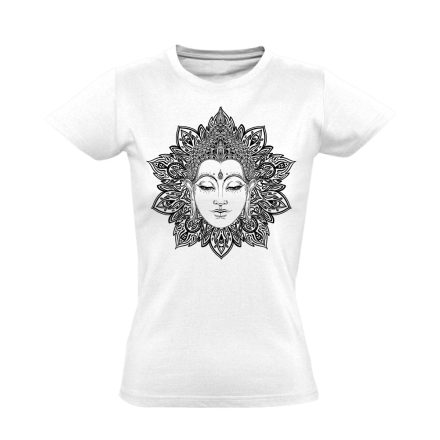 Buddha "virág" női póló ezoterikus (fehér)