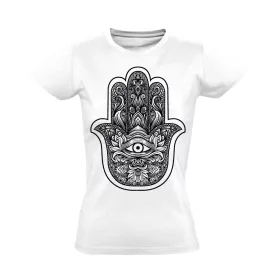   Fatima keze "csipkés" női póló ezoterikus (fehér)