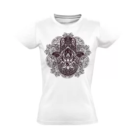 Fatima keze "tus" női póló ezoterikus (fehér)