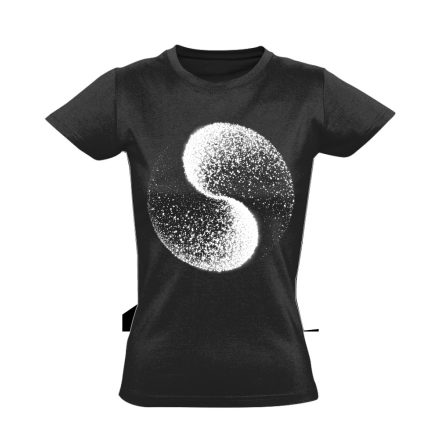 Yin Yang "csillám" női póló ezoterikus (fekete)