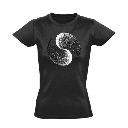 Yin Yang "csillám" női póló ezoterikus (fekete)