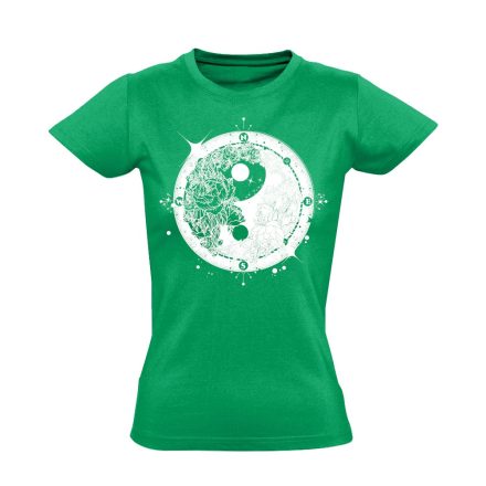 Yin Yang "iránytű" női póló ezoterikus (zöld)