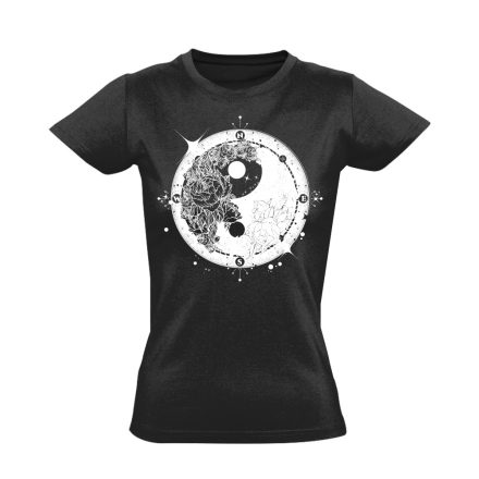 Yin Yang "iránytű" női póló ezoterikus (fekete)