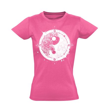 Yin Yang "iránytű" női póló ezoterikus (rózsaszín)