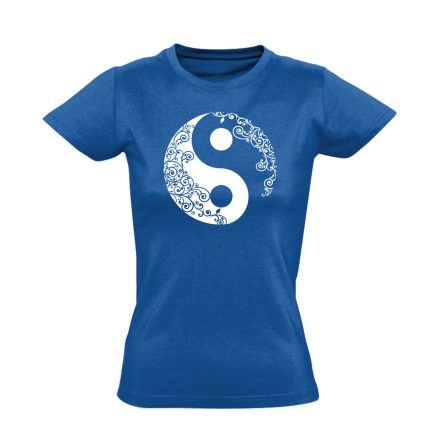 Yin Yang "virágos" női póló ezoterikus (kék)