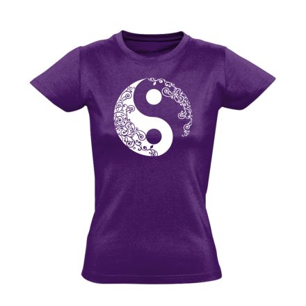 Yin Yang "virágos" női póló ezoterikus (lila)
