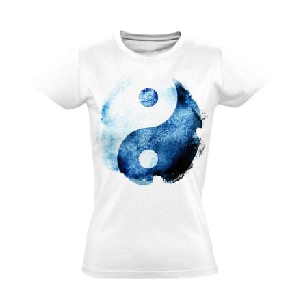 Yin Yang "grunge" női póló ezoterikus (fehér)