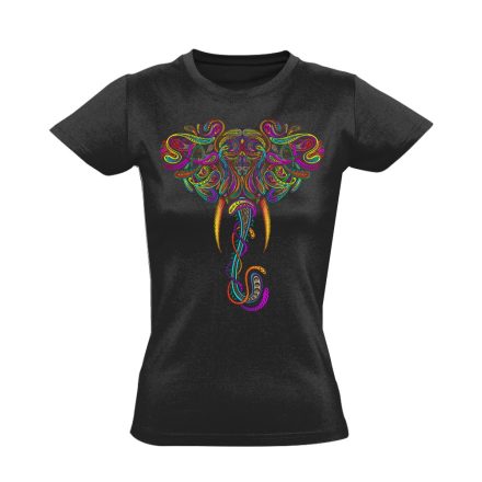 Elefánt "színek" női póló ezoterikus (fekete)