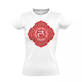   Muladhara "szirmok" női póló ezoterikus (fehér)