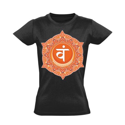 Svadhishthana "szirmok" női póló ezoterikus (fekete)
