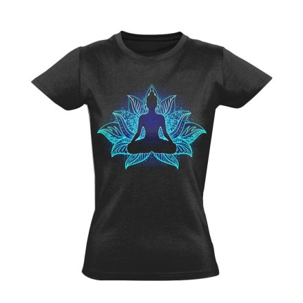 Buddha "éjjeli fények" női póló ezoterikus (fekete)