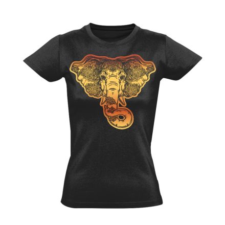 Elefánt "arany" női póló ezoterikus (fekete)