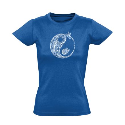 Nonfiguratív Yin-Yang ezoterikus női póló (kék)