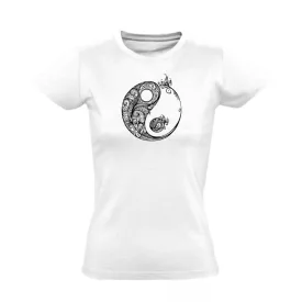 Nonfiguratív Yin-Yang ezoterikus női póló (fehér)