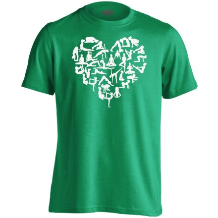 Jóga "szívalakok" férfi póló ezoterikus (zöld)