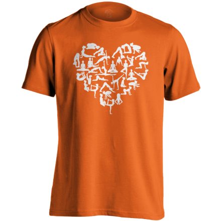 Jóga "szívalakok" férfi póló ezoterikus (narancssárga)