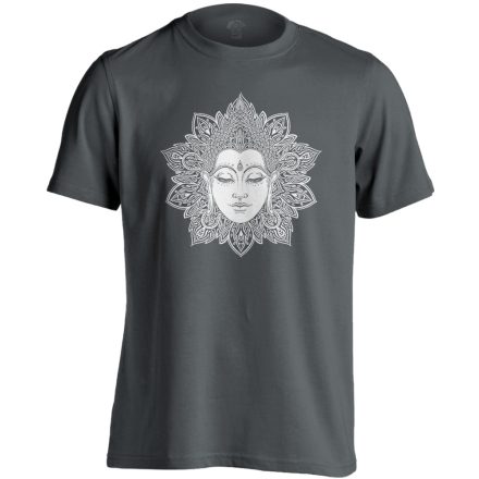 Buddha "virág" férfi póló ezoterikus (szénszürke)