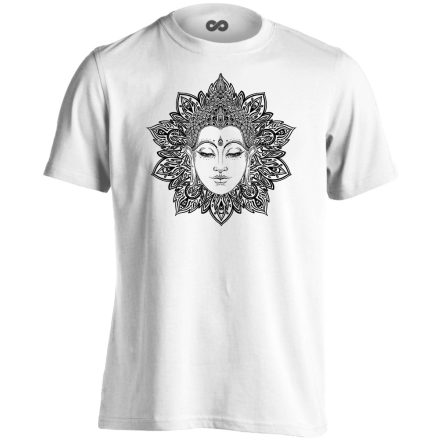 Buddha "virág" férfi póló ezoterikus (fehér)