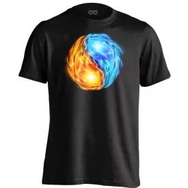 Yin Yang "láng" férfi póló ezoterikus (fekete)