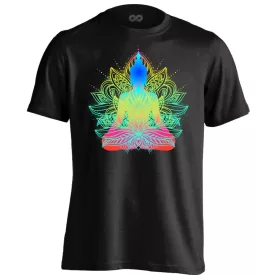   Buddha "szivárvány" férfi póló ezoterikus (fekete)