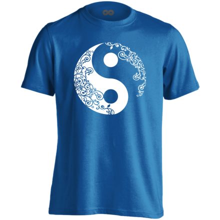 Yin Yang "virágos" férfi póló ezoterikus (kék)