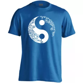   Yin Yang "virágos" férfi póló ezoterikus (kék) akciós póló - L