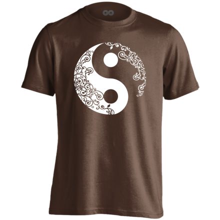 Yin Yang "virágos" férfi póló ezoterikus (csokoládébarna)