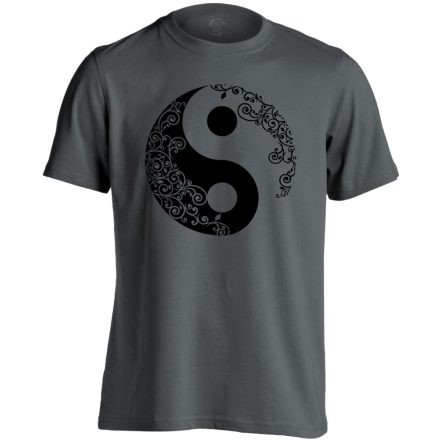 Yin Yang "virágos" férfi póló ezoterikus (szénszürke)