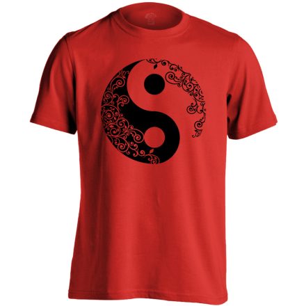 Yin Yang "virágos" férfi póló ezoterikus (piros)