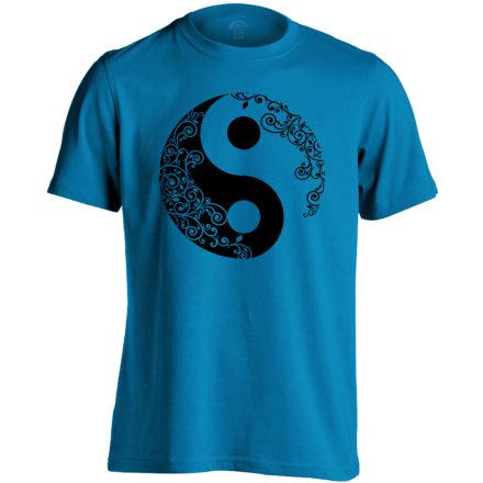 Yin Yang "virágos" férfi póló ezoterikus (zafírkék)