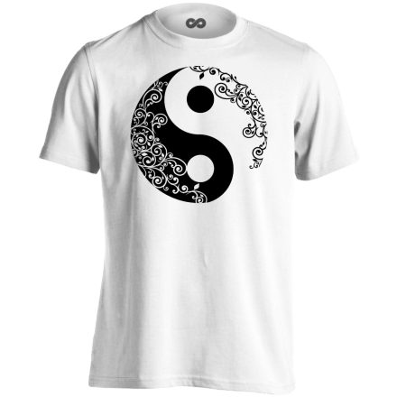 Yin Yang "virágos" férfi póló ezoterikus (fehér)