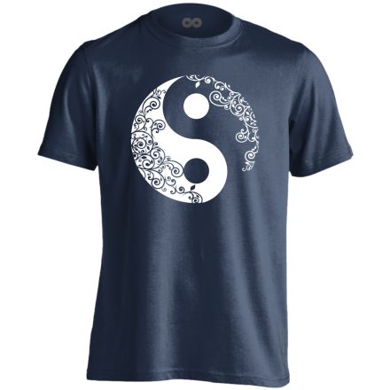 Yin Yang "virágos" férfi póló ezoterikus (tengerészkék)