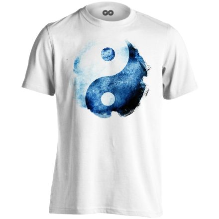 Yin Yang "grunge" férfi póló ezoterikus (fehér)