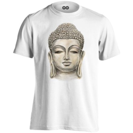 Buddha "szobor" férfi póló ezoterikus (fehér)