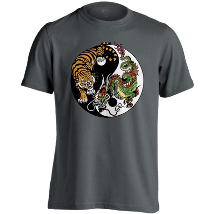Yin Yang "tigris és sárkány" férfi póló ezoterikus (szénszürke)