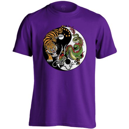 Yin Yang "tigris és sárkány" férfi póló ezoterikus (lila)