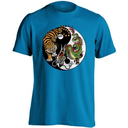 Yin Yang "tigris és sárkány" férfi póló ezoterikus (zafírkék)