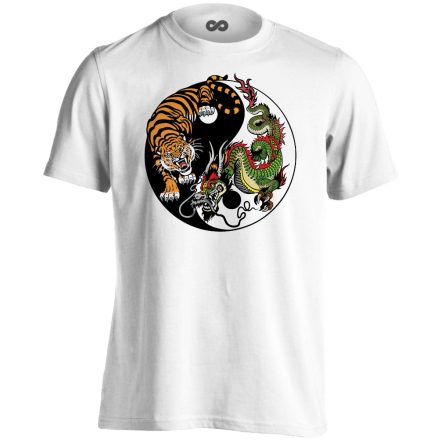 Yin Yang "tigris és sárkány" férfi póló (fehér)